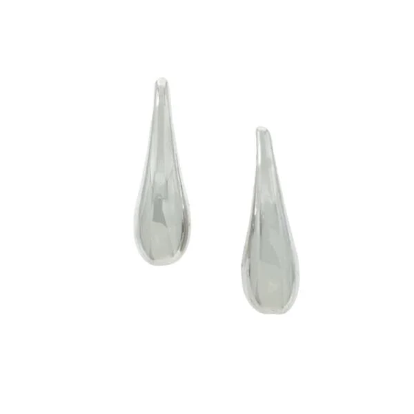 Long Plated Teardrop Post Earring: Silver (EP4008)