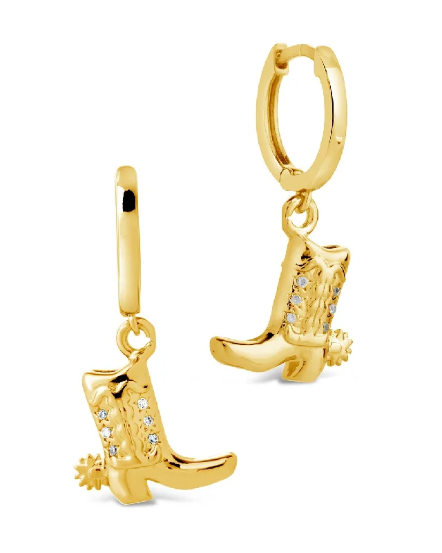 Loretta CZ Cowboy Boot Micro Hoop Earrings