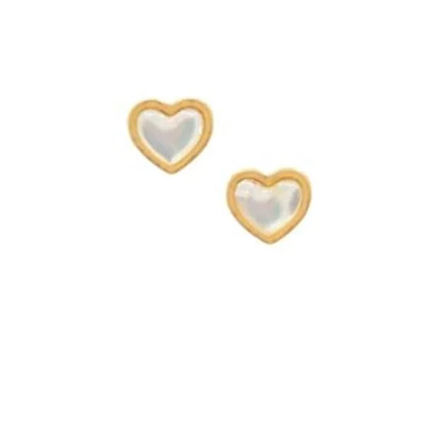 Mother of Pearl and Gold Vermeil Heart Post Earrings (EGP43HRT)