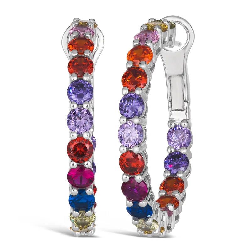 Multi Sapphire Inside Out Hoops