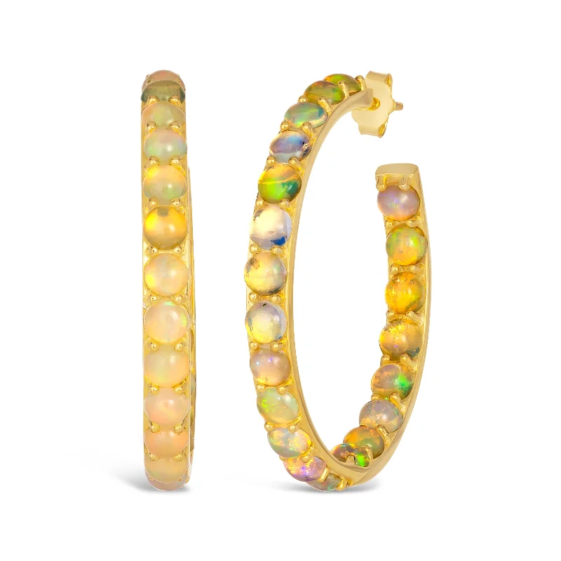 Olivia 50 Gold Opal Hoop