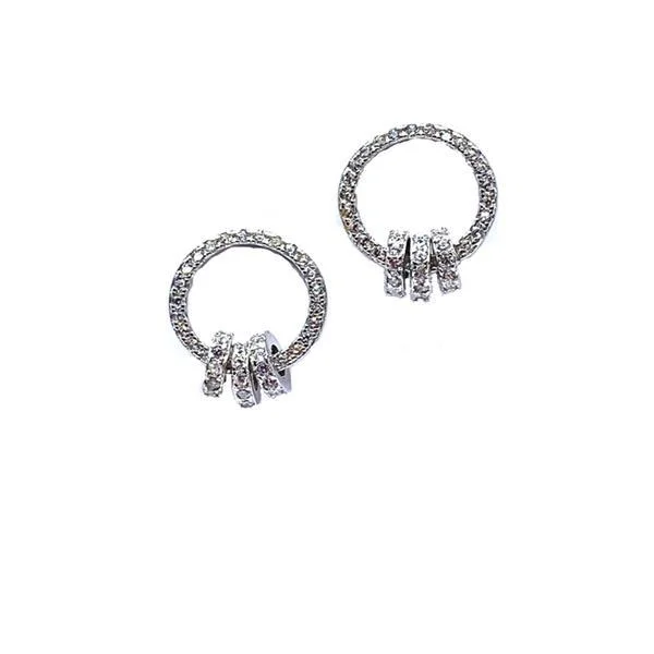 Open Circle Pave Stud Earring with 3 Interlocking Circles: Sterling Silver (EP4566)