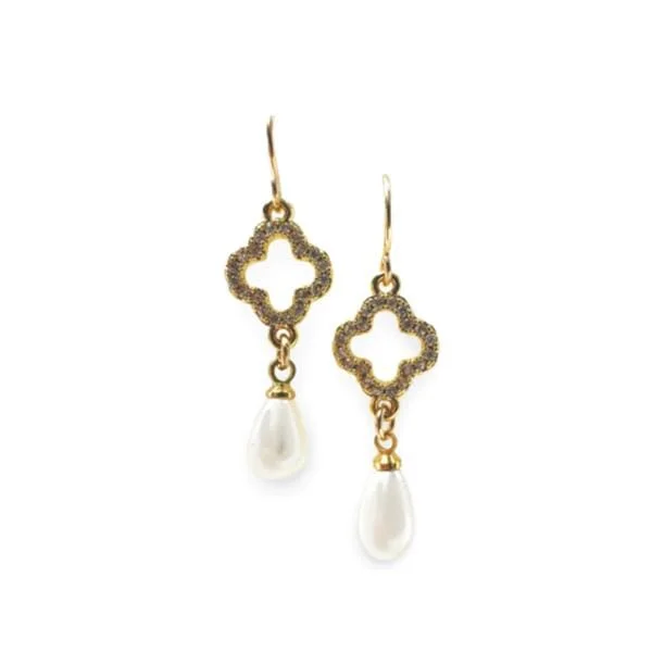 Open Clover and Pearl Drop Earring (ECG45038)