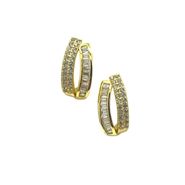 Double Oval CZ Micro Pave Post Earring (EGP4055)