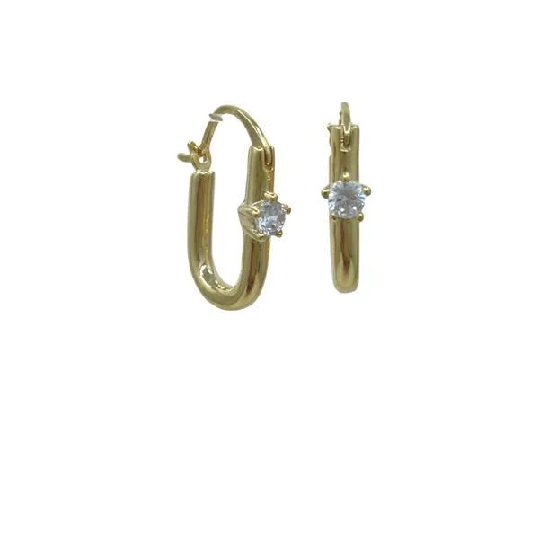 Oval Hoops with CZ Star: Gold Vermeil (EGH4805)