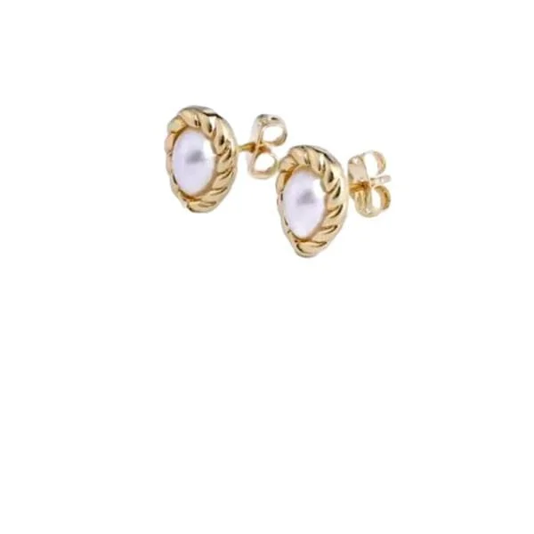 Pearl Set in 'Twist' Gold Fill Setting: Post Earring (EGP438)