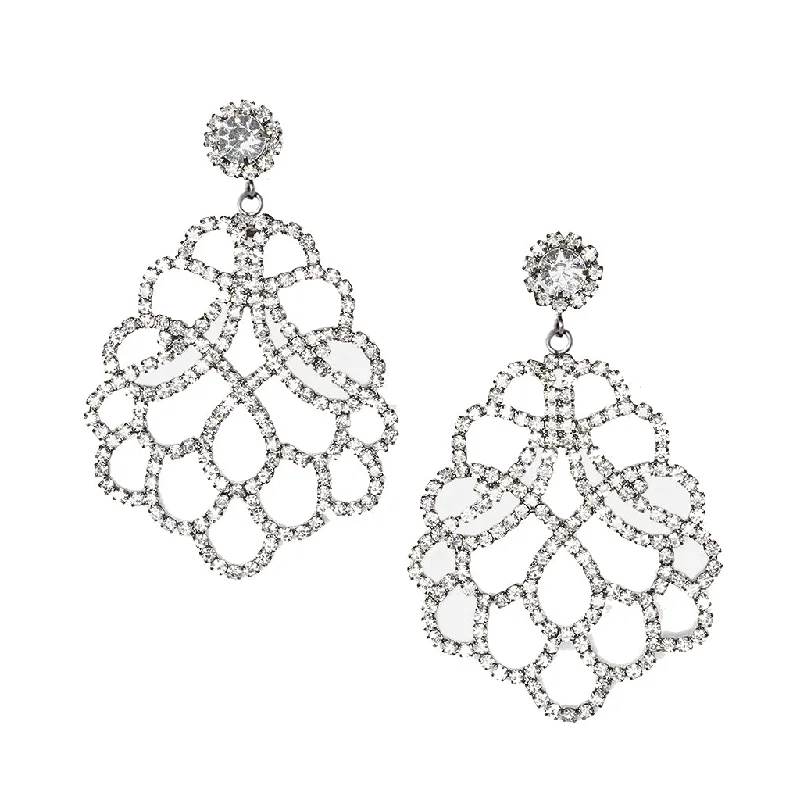 Crystal Lace Clip Earrings