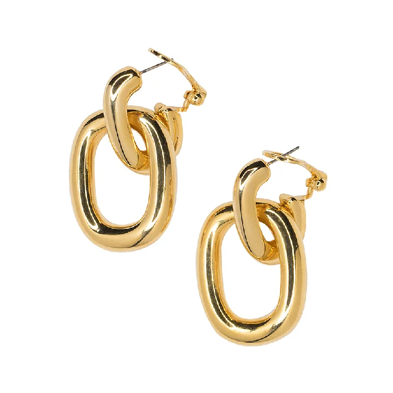 Polished Gold Doorknocker Pierced Earrings