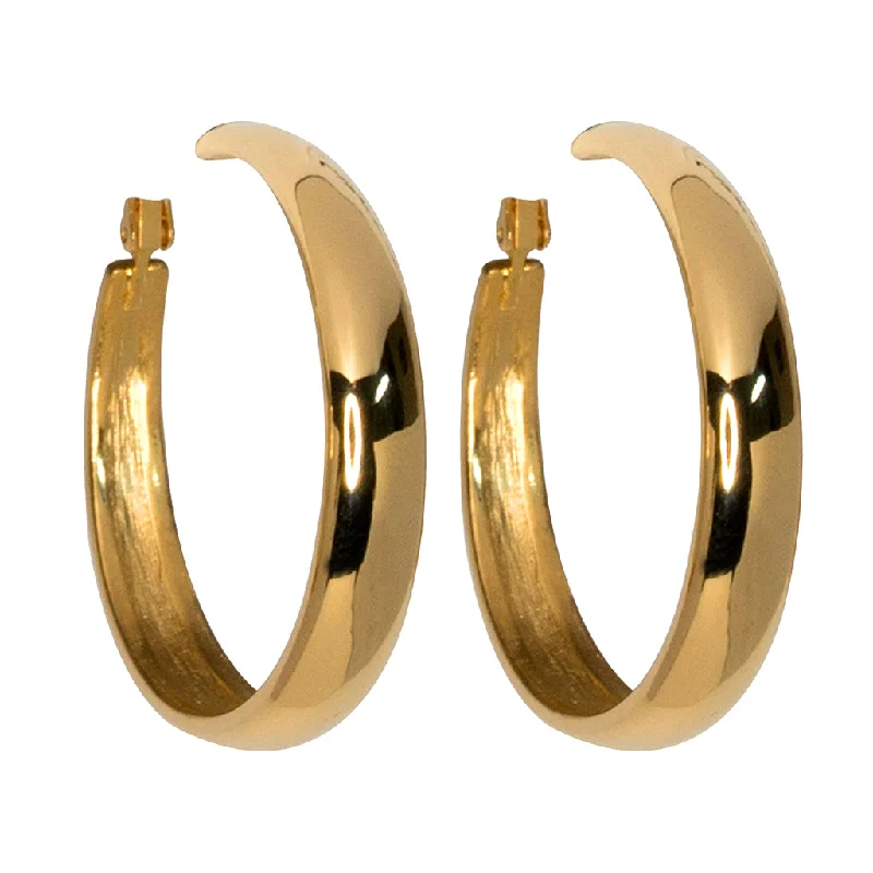 Polished Gold Tapered Hoop Earrings