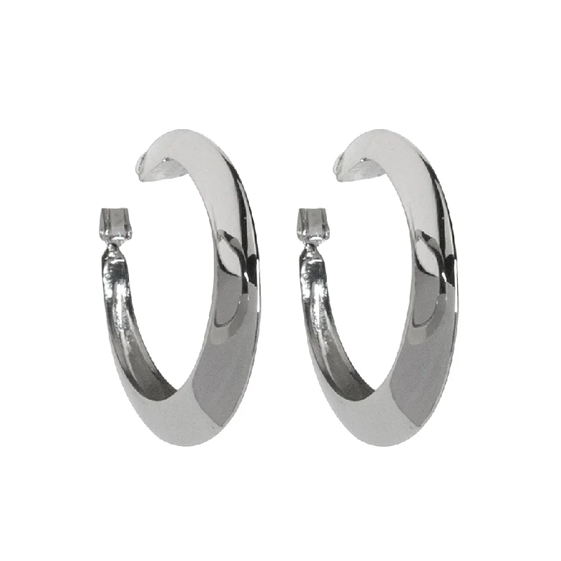 Polished Silver Tapered Hoop Clip Earrings