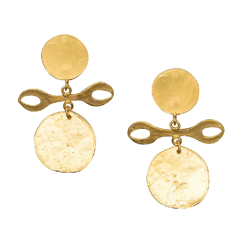 Satin Gold Tribal Clip Earrings