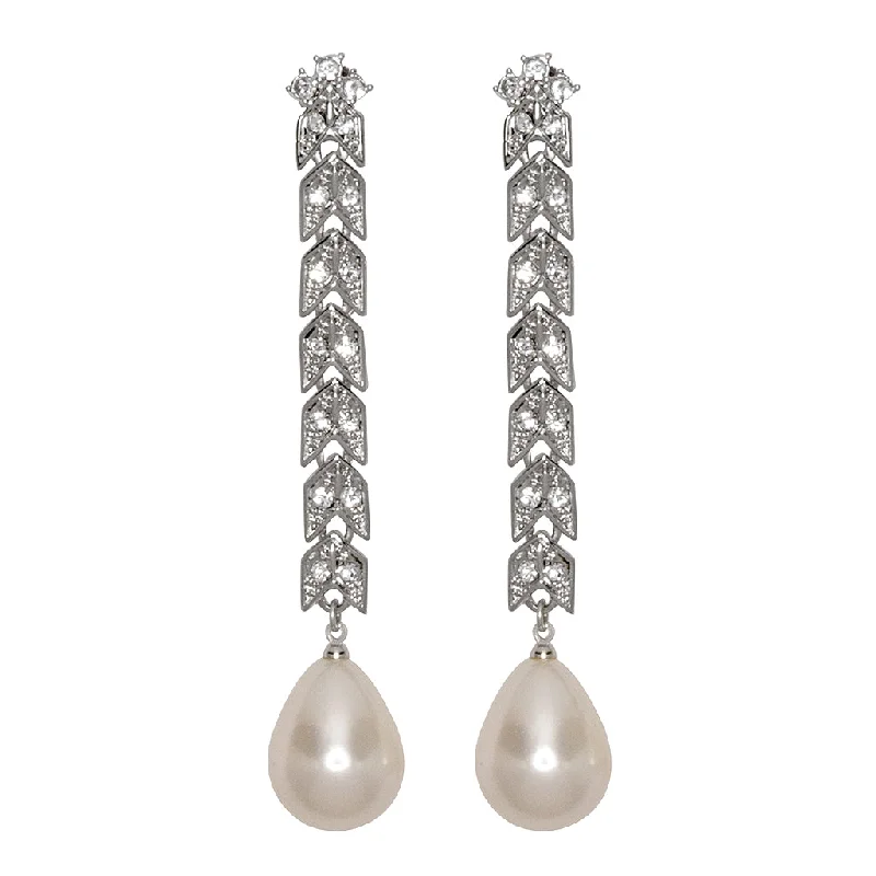 Silver And Crystal Cultura Pearl Clip Earrings