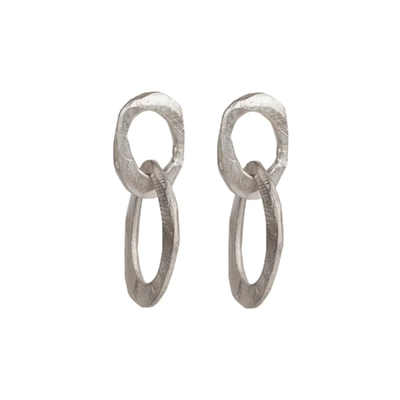 Skipping Stones Double Oval Earrings in Silver