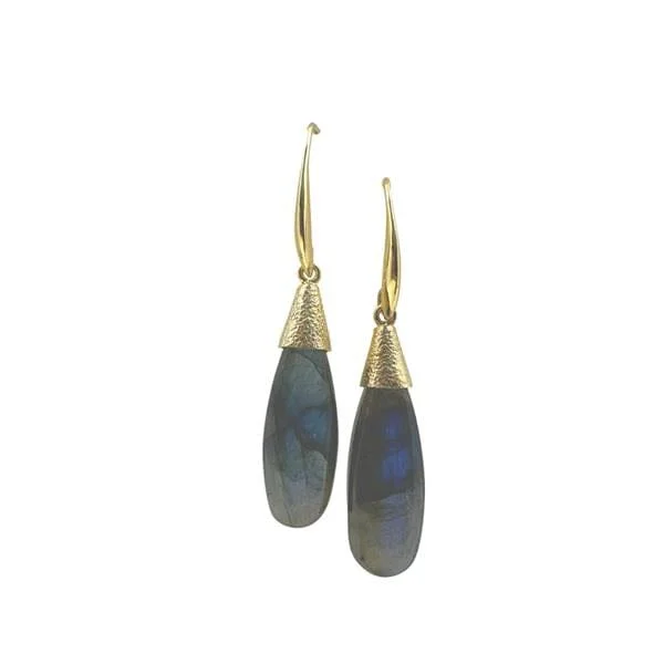 Smooth Long Pear Shape Semi Precious Earrings: Labradorite (EG79LD)