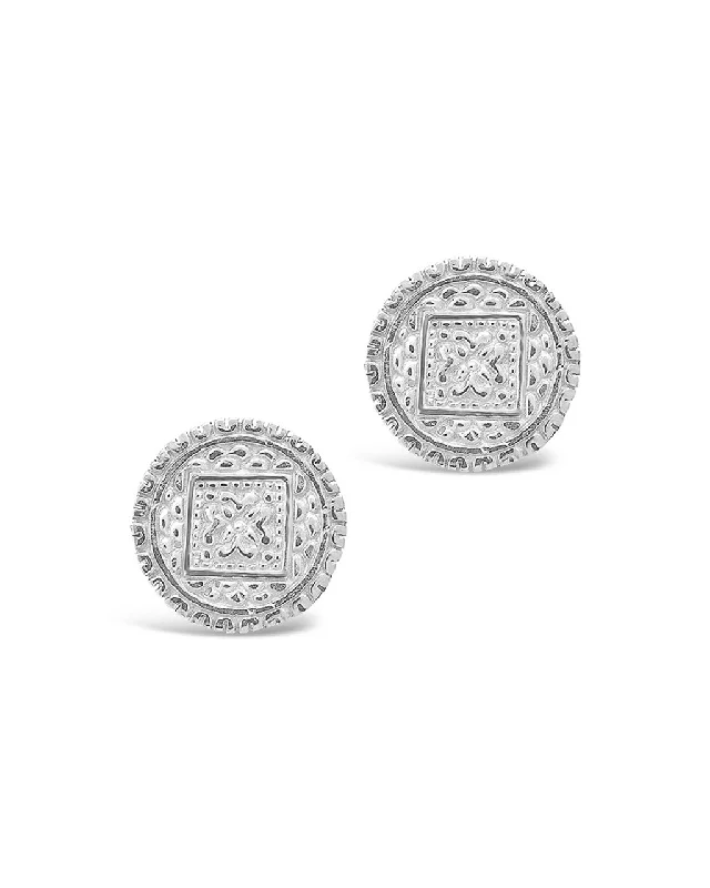 Sterling Silver Engraved Disk Studs