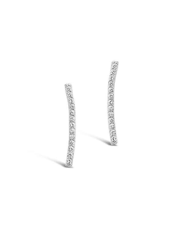 Sterling Silver Essential Pave Bar Studs