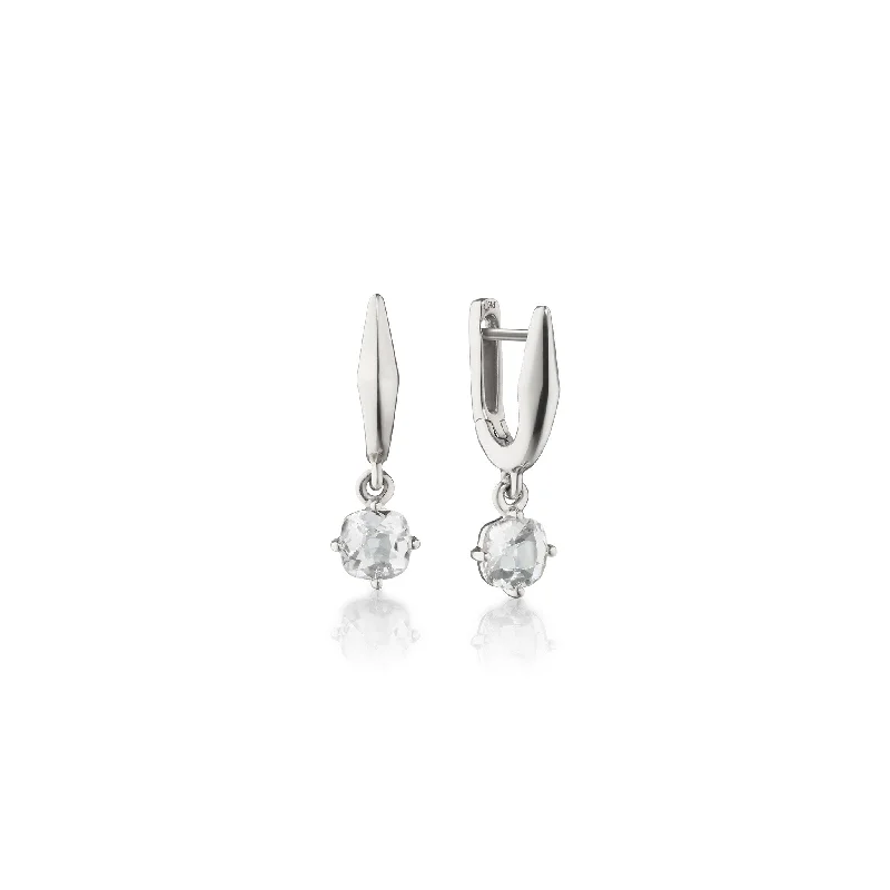 Sterling Silver "Points North" Earrings with Rock Crystal