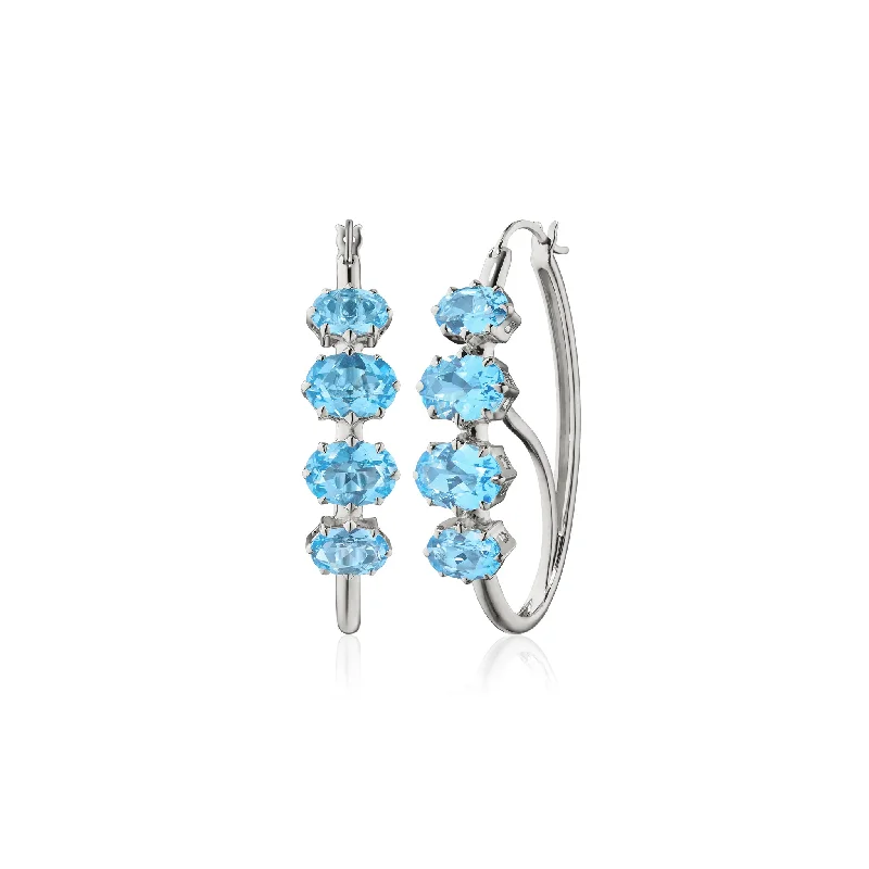 Sterling Silver “Poissarde” Earrings with Blue Topaz Stones