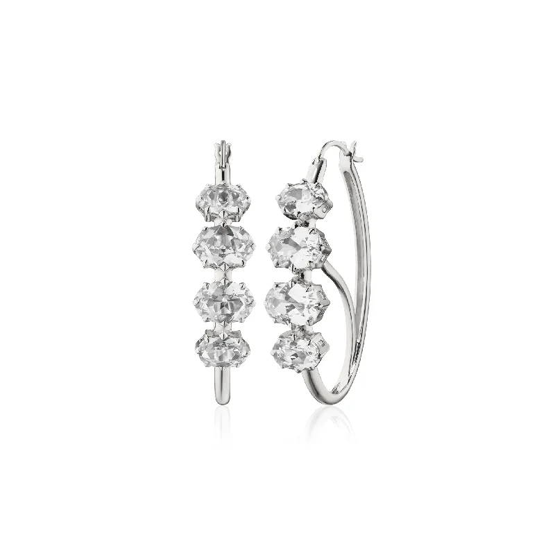 Sterling Silver “Poissarde” Earrings with Rock Crystal Stones