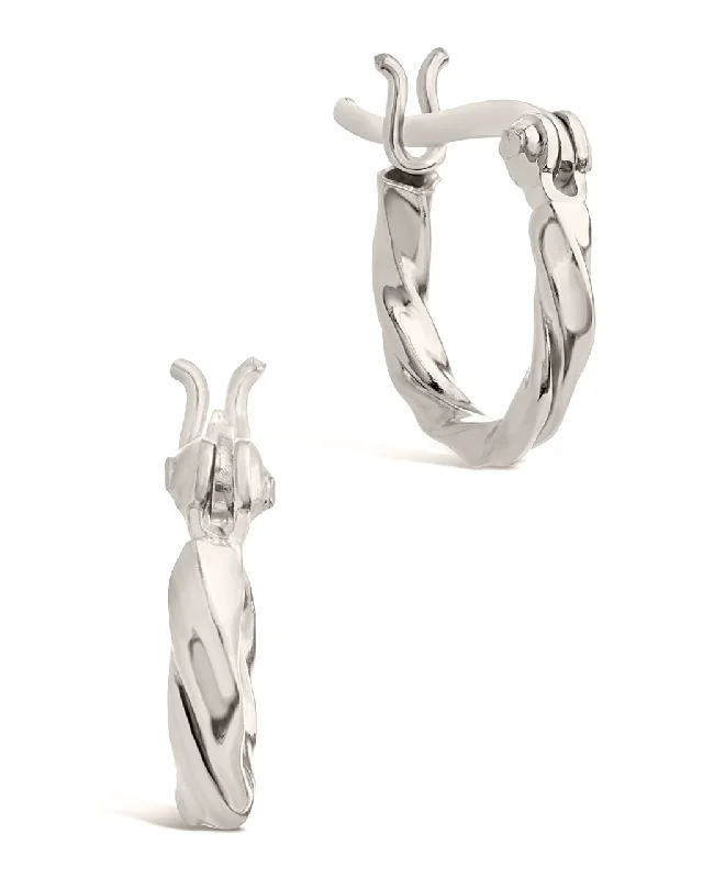 Sterling Silver Simple Twist Hoop Earrings