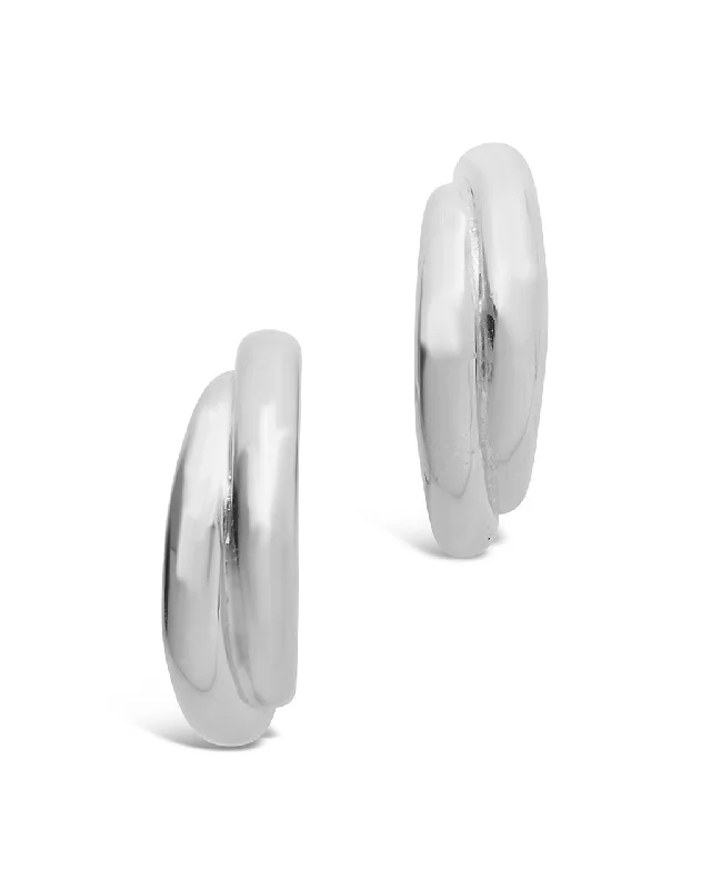 Sterling Silver Twist Stud Hoops