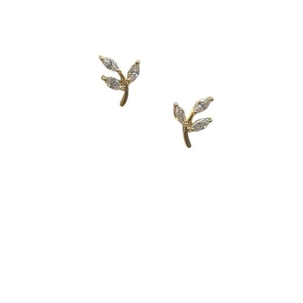 Tiny Crystal Laurel Post Earring: Gold Vermeil (EGP45LRL)