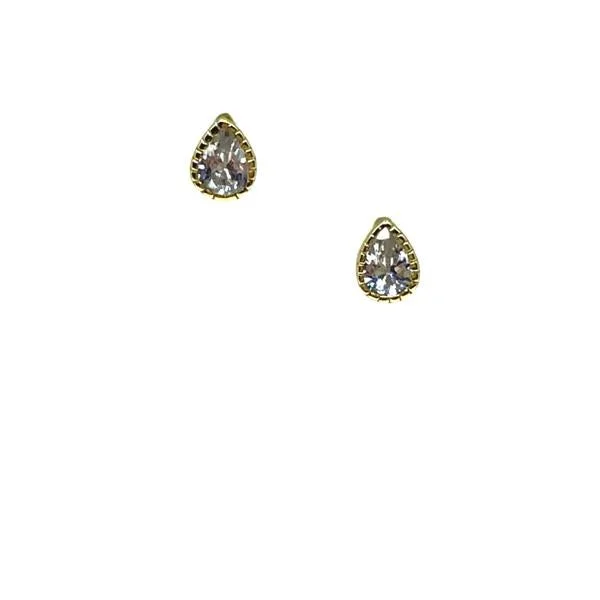 Tiny Teardrop Crystal Post Earring: Gold Vermeil: (EGP584)