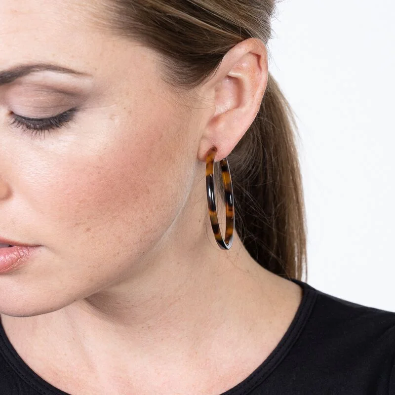 Small Tortoise Hoop Pierced Earrings