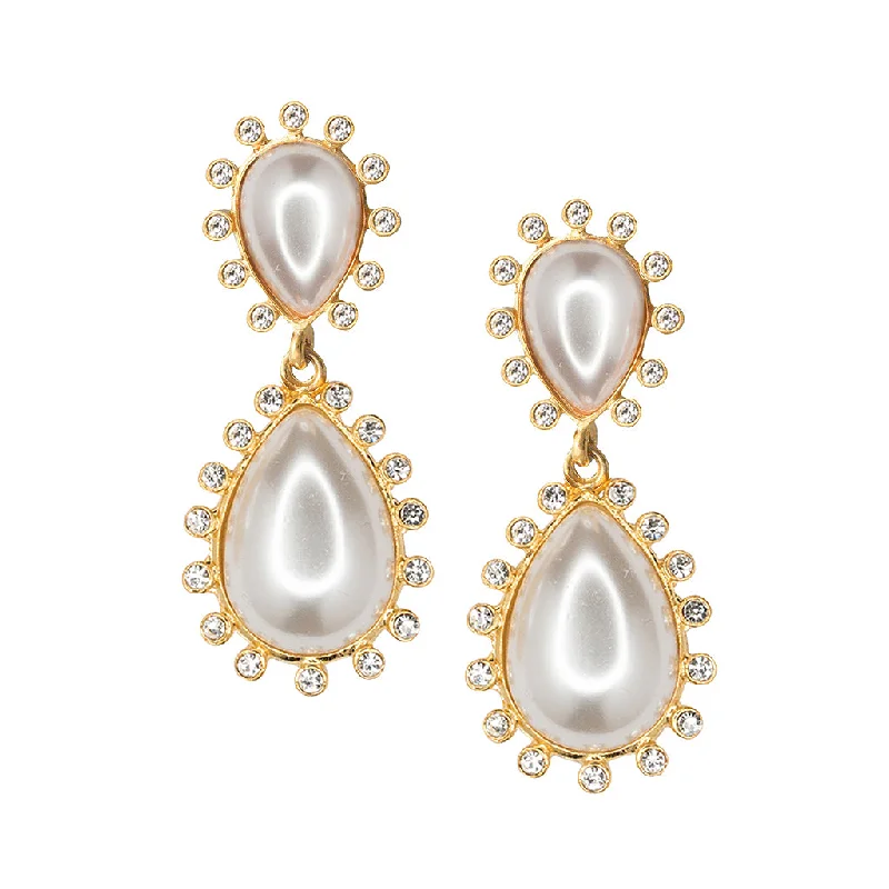 Pearl Teardrop Clip Earrings