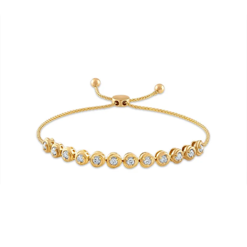 1/2 CTW Diamond Bolo Love Knot Bracelet in 10KT Yellow Gold