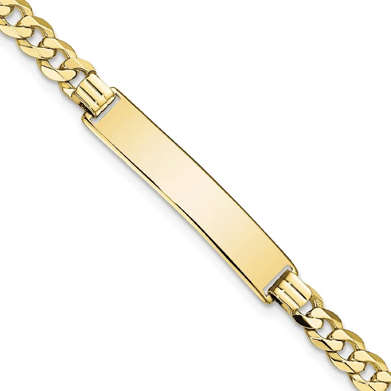 10KT Yellow Gold 8-inch 6.4MM Flat Curb ID Bracelet