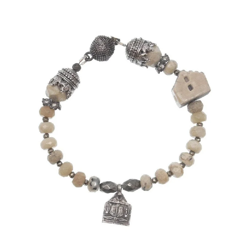 Artisan Cottage and Buddha Feet Charm Bracelet