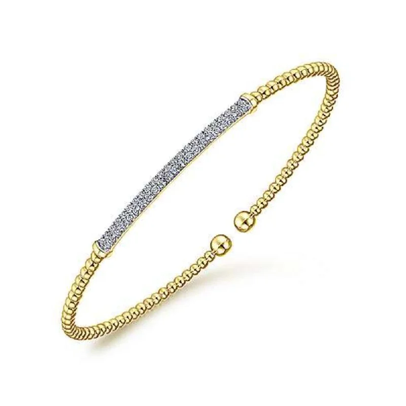 Bujukan Pave Diamond Bar Bracelet Yellow Gold