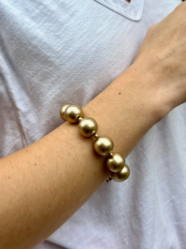 Chunky Matte Stretch Bracelet - Gold