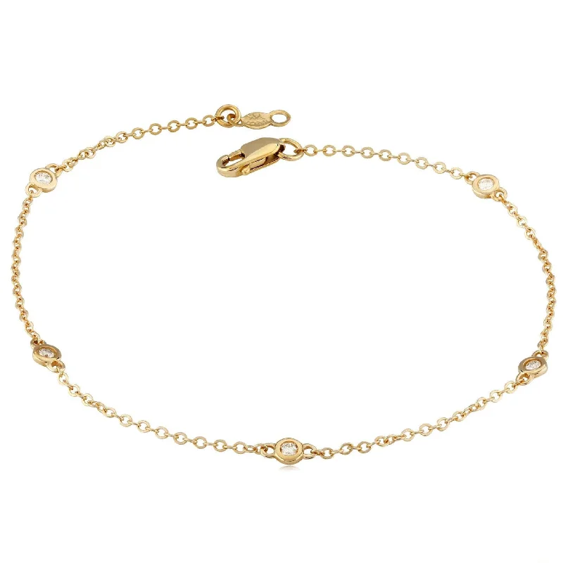 Carla | Nancy B. Five Diamond Station Bezel Yellow Gold Bracelet