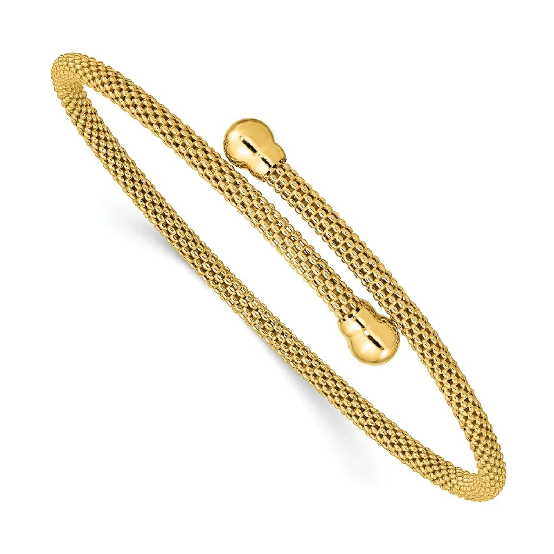 Gold Plated Sterling Silver Flexible Bangle Bracelet