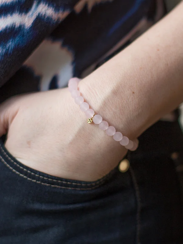 Heart Bracelet - Rose Quartz