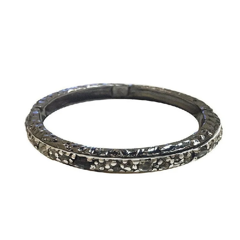 Ibiza Hammered Hinged Bangle Bracelet in Gunmetal