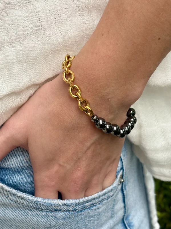 Lady Liberty Stretch Bracelet - Gold/Hematite