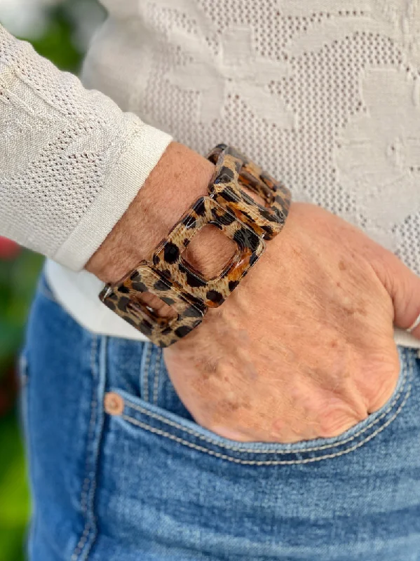 Echo Resin Square Bracelet - Leopard