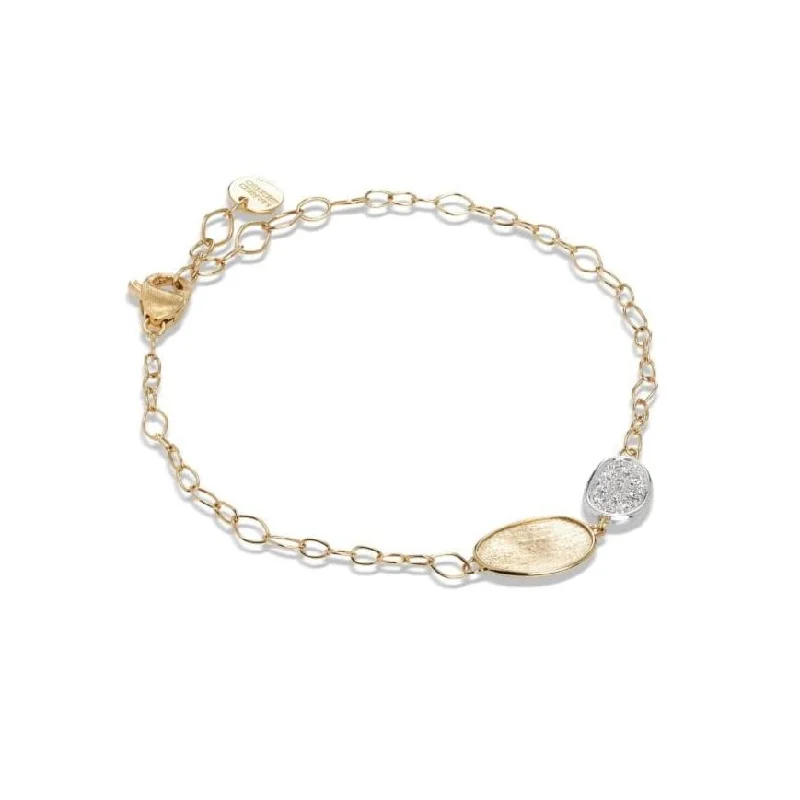 Marco Bicego® 'Lunaria' Yellow Gold Diamond Double Leaf Bracelet