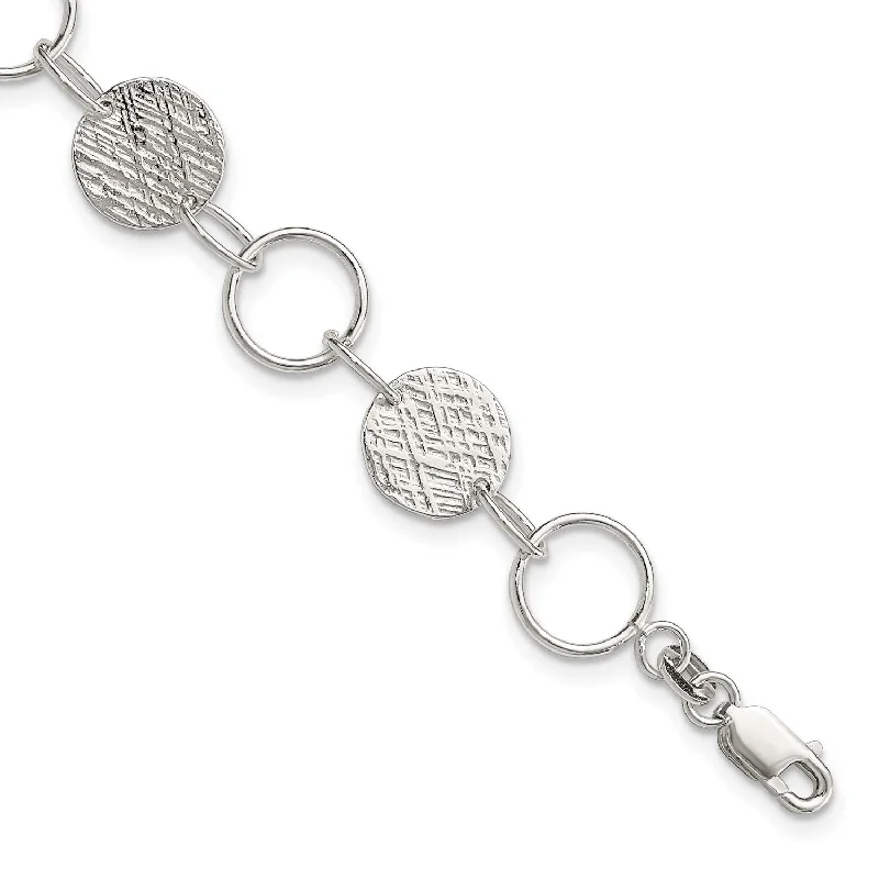 Sterling Silver 7.5-inch 10.5MM Fancy Circle Bracelet