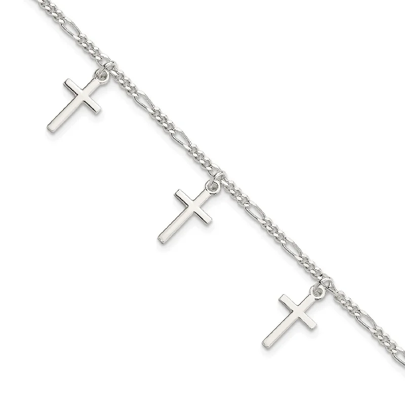 Sterling Silver 7.5-inch Cross Bracelet