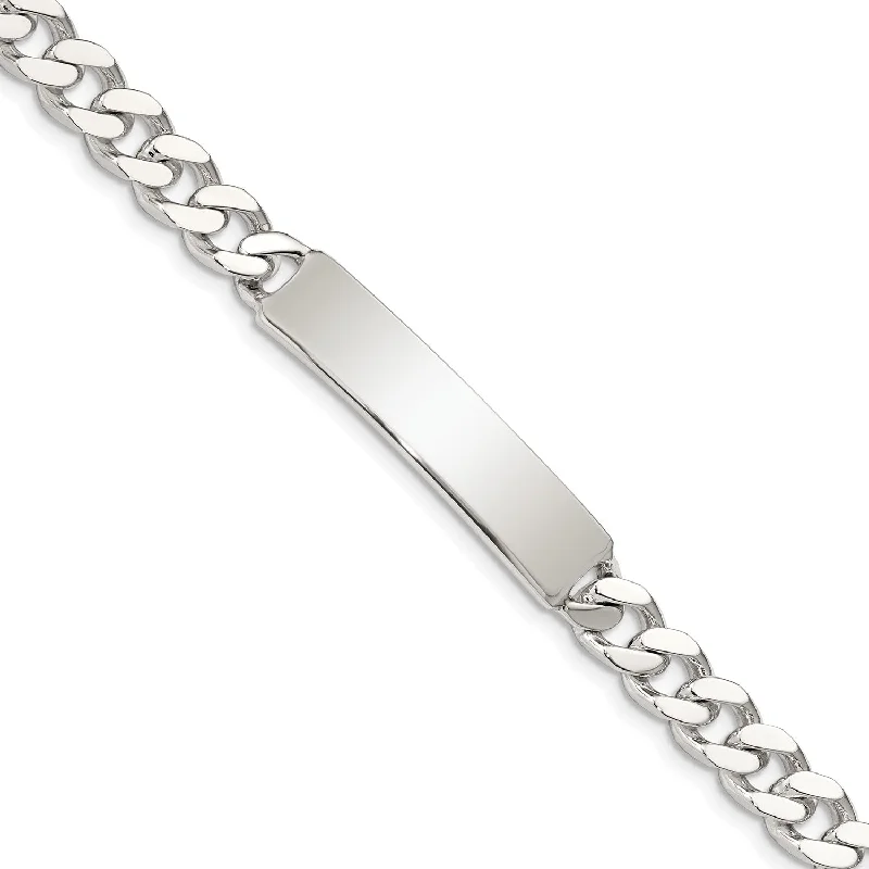 Sterling Silver 7-inch 8MM Lobster Clasp Curb ID Bracelet