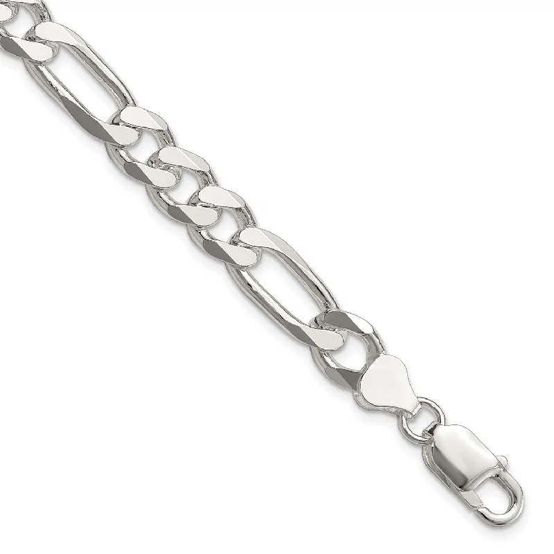 Sterling Silver 7-inch 8MM Lobster Clasp Figaro Bracelet