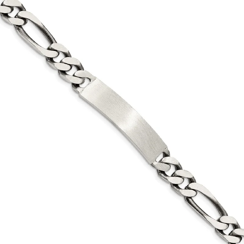 Sterling Silver 7-inch 8MM Lobster Clasp Figaro ID Bracelet