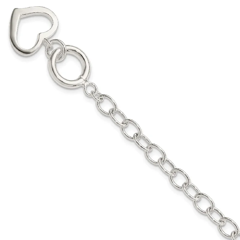 Sterling Silver 8.5-inch 5MM Heart Bracelet