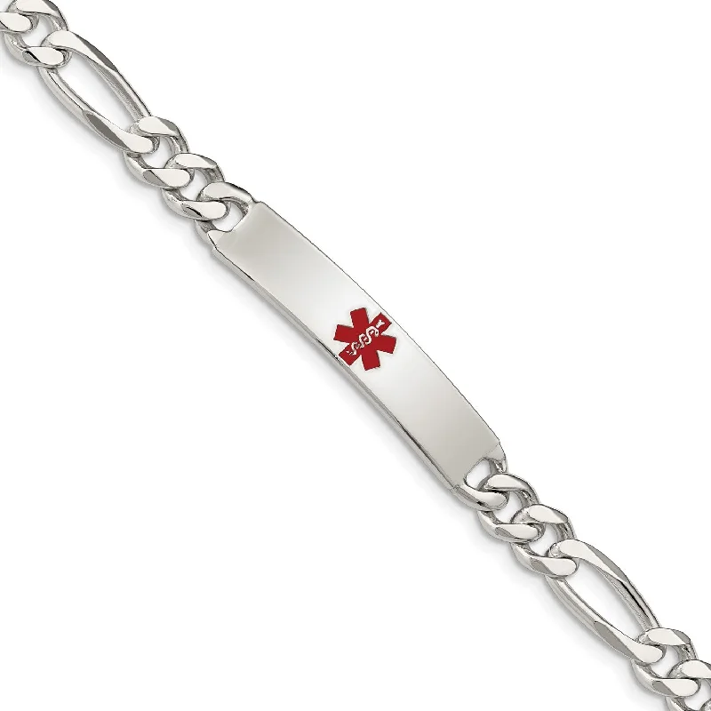 Sterling Silver 8.5-inch 6.5MM Medical Figaro ID Bracelet