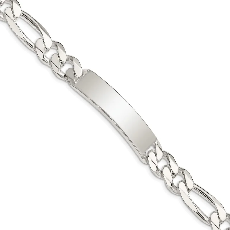 Sterling Silver 8-inch 10MM Lobster Clasp Figaro ID Bracelet