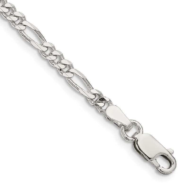 Sterling Silver 8-inch 3.5MM Lobster Clasp Figaro Bracelet